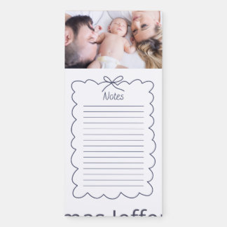 Baby photo simple first months notes name magnetic notepad