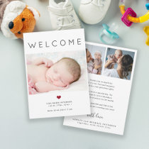 Baby photo simple welcome typography birth announcement