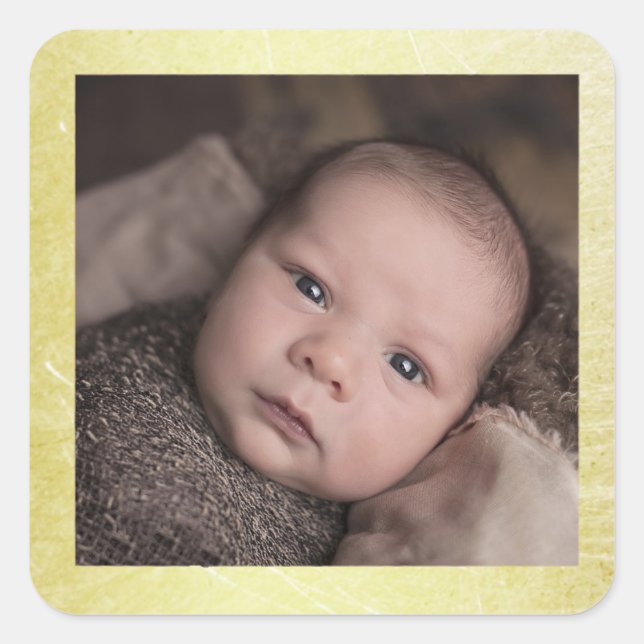 Baby Photo Sticker with Gold Border (Front)