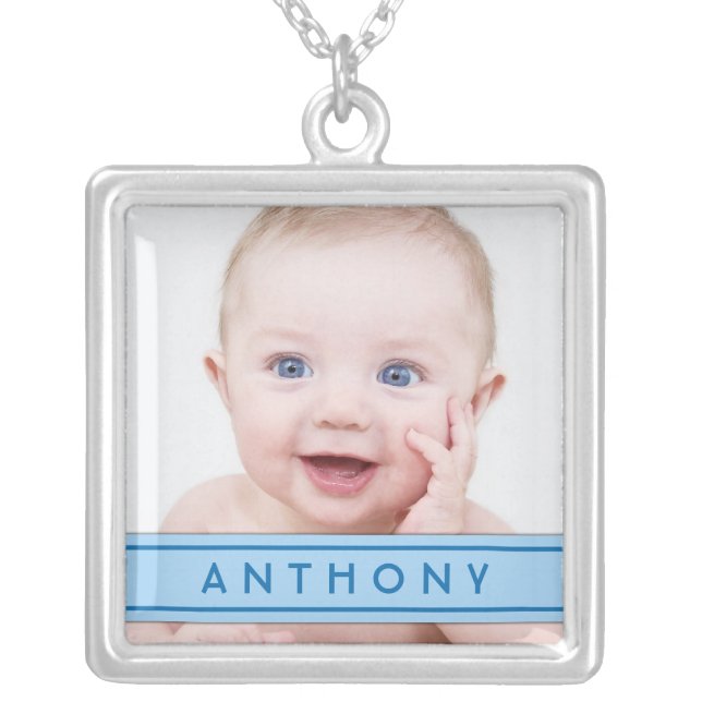 Baby Photo Template with Blue Name Plate Necklace (Front)