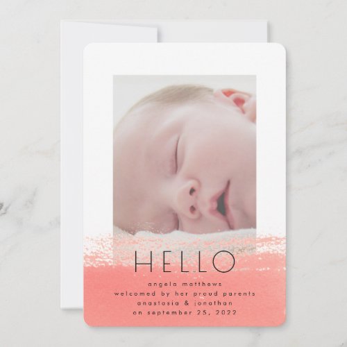 baby photo text modern hello birth Photo Announcement