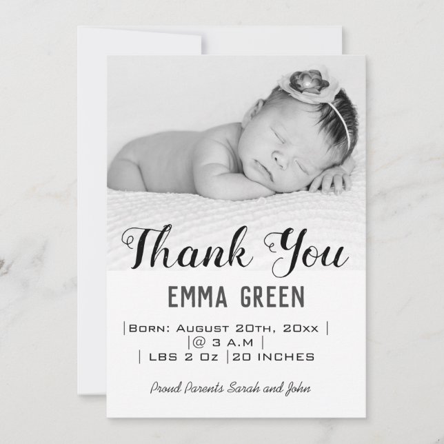 Baby Photo Thank You Birth Announcement (Front)