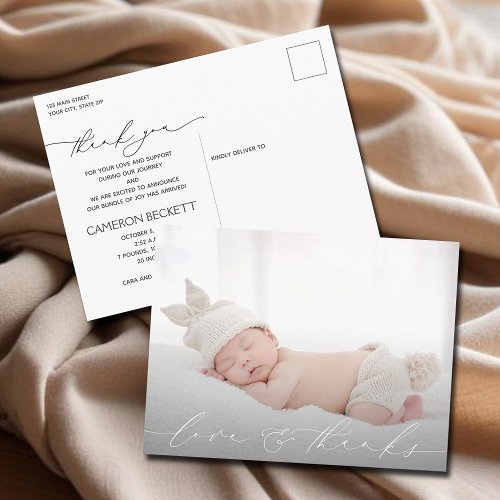Baby Photo Thank You Birth Announcement Postcard