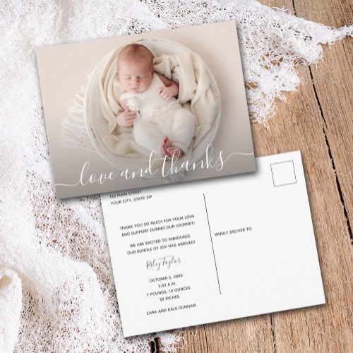 Baby Photo Thank You Birth Announcement Postcard