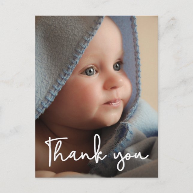 Baby Photo THANK YOU Birth Announcement Vertical Postcard (Front)