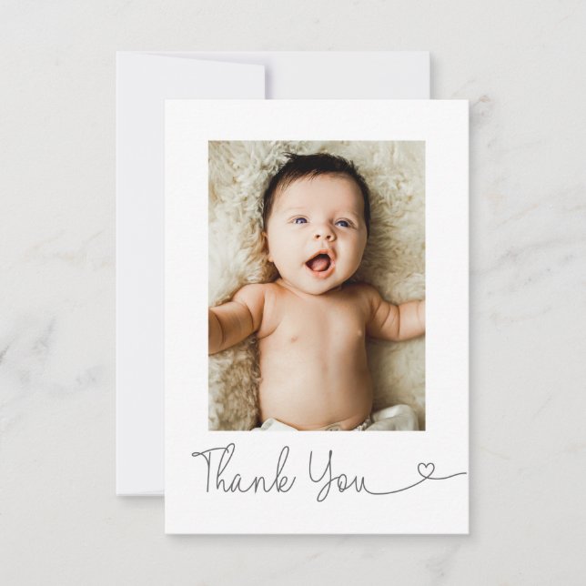 Baby Photo Thank you Heart Modern Baby shower (Front)