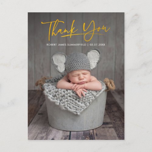 Baby Photo Thank You Script Birth Announcement Postcard