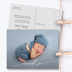 Baby Photo Thank You Script Birth Announcement Postcard
