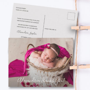 Baby Photo Thank You Script Birth Announcement Postcard