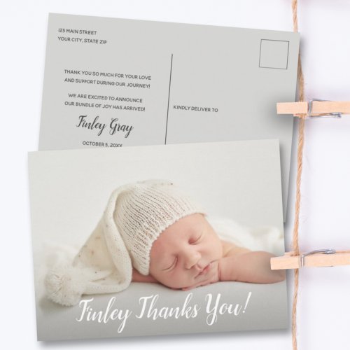 Baby Photo Thank You Script Birth Announcement Postcard