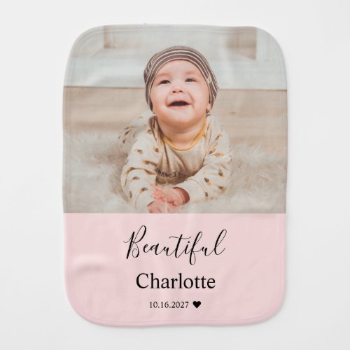 Baby Photo with Custom Name Keepsake Burp Cloth