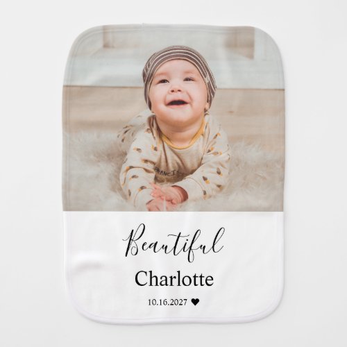 Baby Photo with Custom Name Keepsake Burp Cloth