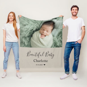 Baby Photo with Custom Name Keepsake Fleece Blanket