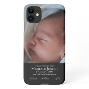 Baby Photo With Stats | The Day You Were Born iPho iPhone 11 Case
