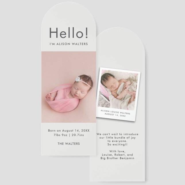 Baby Photos Birth Announcement Custom Bookmarks (Front & Back)