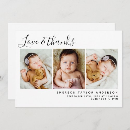 Baby Photos Love  Thanks Modern Minimalist Thank You Card