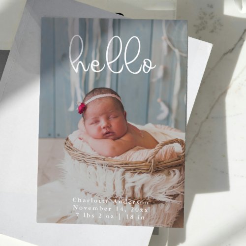 Baby Photos Modern Elegant Calligraphy Birth Announcement
