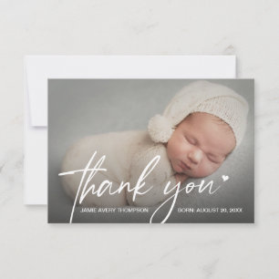 Baby Photos small Thank you Heart Modern Birth Card