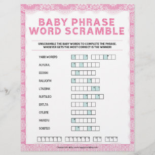 Baby Phrase Scramble [Luxury Lace [Pink]] Letterhead