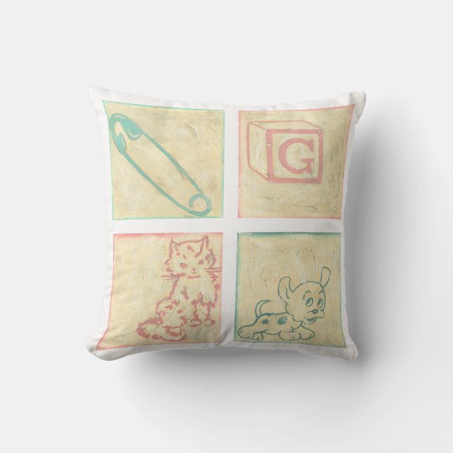 Baby Picture Blocks by Chariklia Zarris Throw Pillow (Front)