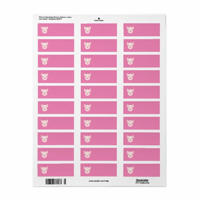 Baby Pig Face Label (Full Sheet)