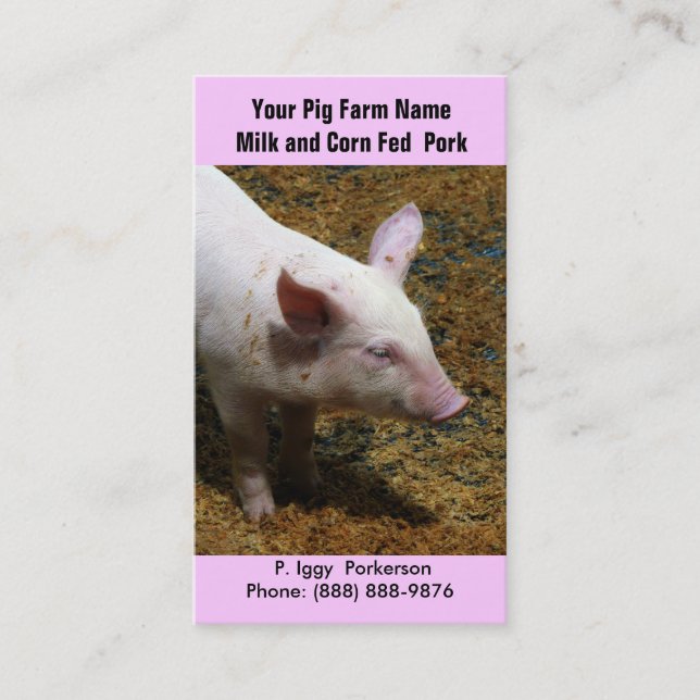 Baby Pig for Pork  Farming Business Card (Front)