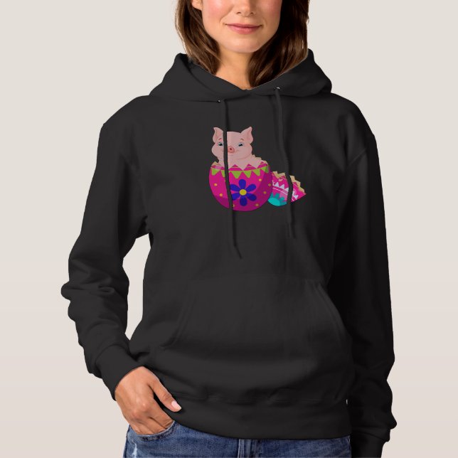Baby Pig Hatching From Easter Egg Easter Day Hoodie (Front)