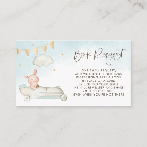 Baby Pig in Vintage Car Baby Shower Book Request Enclosure Card