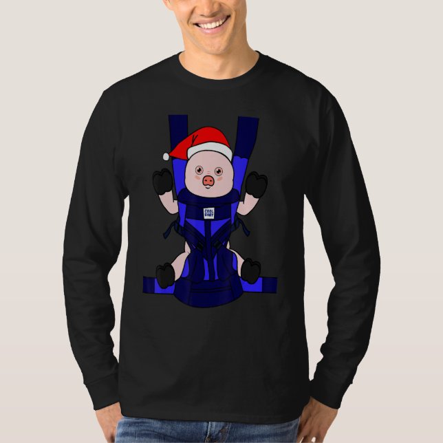 Baby Pig Santa Funny Cute Farmer Farmgirl Christma T-Shirt (Front)
