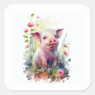 Baby Pig Square Sticker