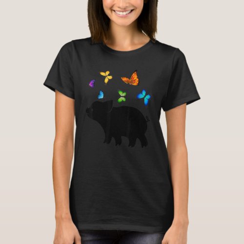 Baby Pig with Butterfly World Farm Animals Day T_Shirt
