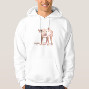 Baby piglet pig art Animal Watercolor Farm Hoodie