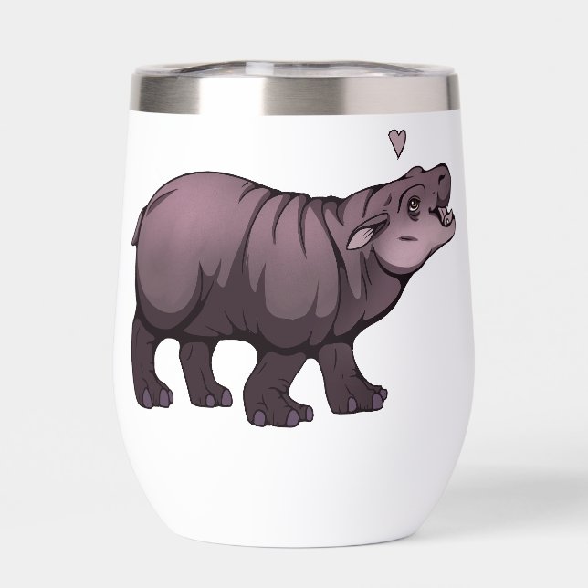 Baby Pigmy Hippo Thermal Wine Tumbler (Back)