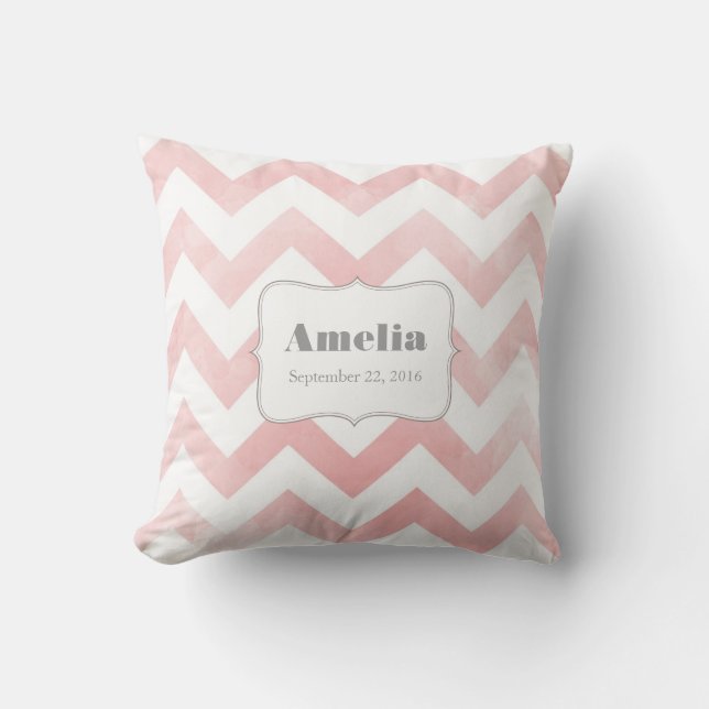 Baby Pillow - pink chevron pattern (Front)