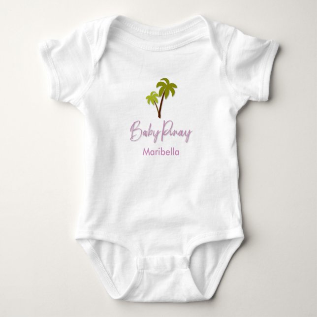 Baby Pinay Palm Tree with Custom Name Baby Bodysuit (Front)
