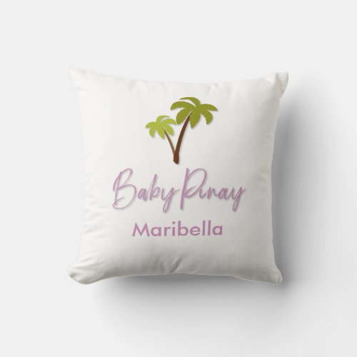 Baby Pinay Palm Tree with Custom Name Throw Pillow
