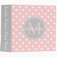 Baby Pink and Ash Grey Hearts Monogram Scrapbook