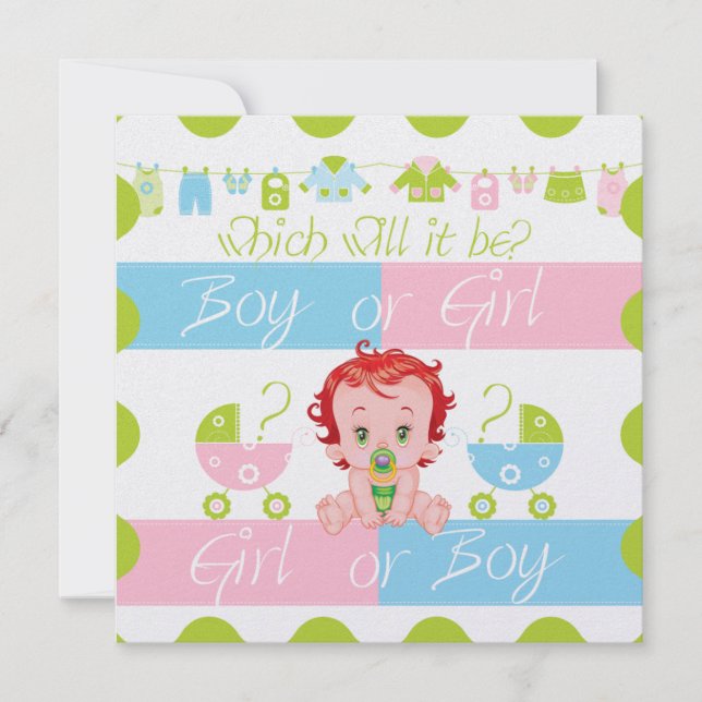 Baby Pink and Blue Gender Reveal Party Invitation (Front)