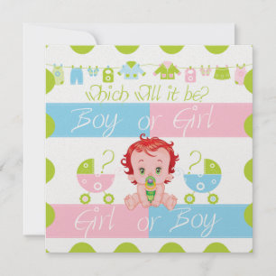 Baby Pink and Blue Gender Reveal Party Invitation