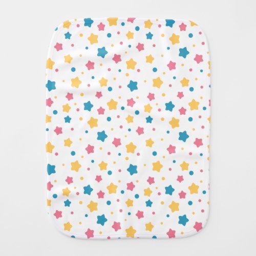 Baby Pink and Blue Stars Pattern 2 Baby Burp Cloth