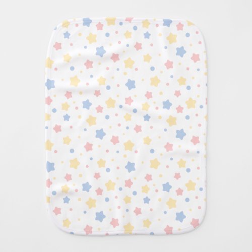 Baby Pink and Blue Stars Pattern Baby Burp Cloth