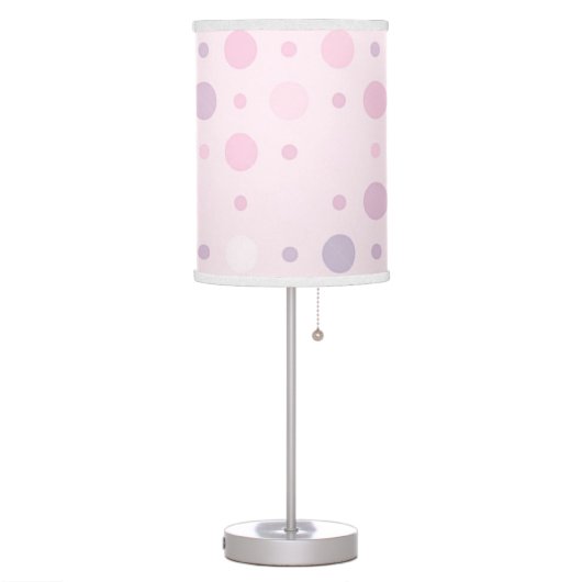 Baby Pink and Purple Polka dots Pattern Table Lamp (Left)