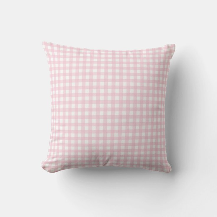 Baby Pink and White Checkered Pillow Zazzle