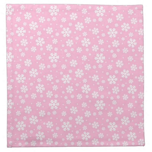 Baby Pink and white Christmas Snowflakes Pattern Cloth Napkin