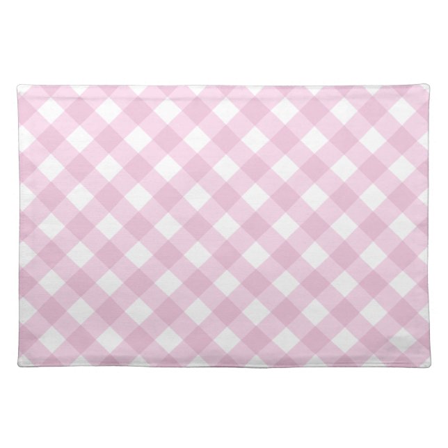 Baby Pink and White Gingham Pattern Cloth Placemat (Front)
