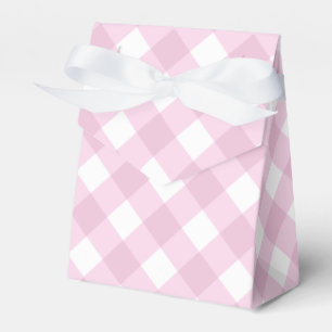 Baby Pink and White Gingham Pattern Favor Boxes