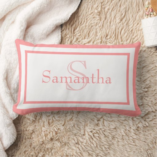 Baby Pink and White Monogram Name Keepsake Pillow Zazzle