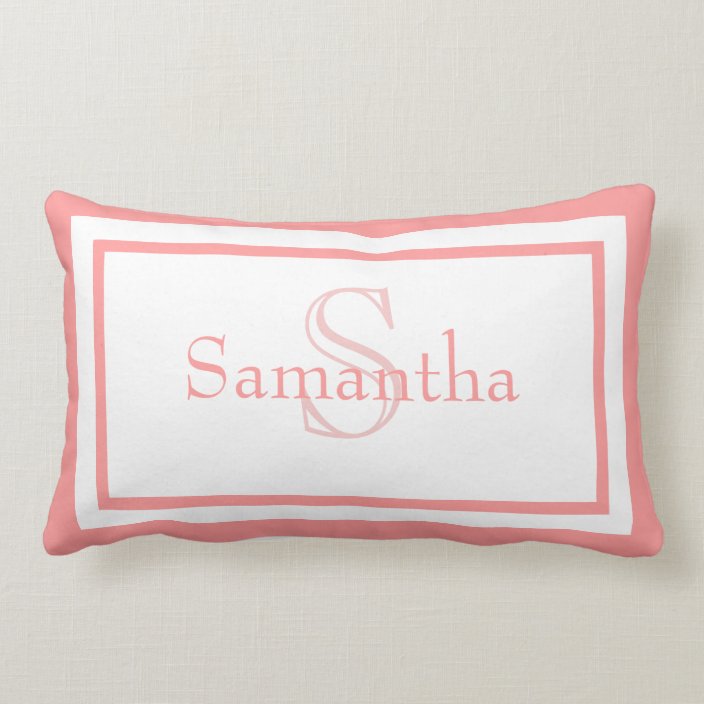 Baby Pink and White Monogram Name Keepsake Pillow
