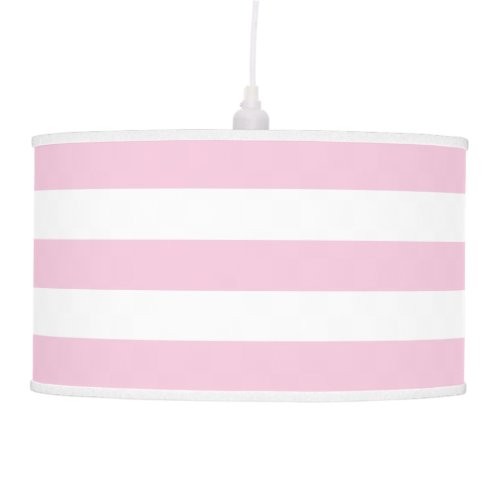 Baby Pink and White Striped Hanging Lamp