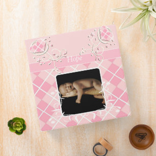 Baby Pink Argyle 3D Heart Swirls-Your Photo Binder